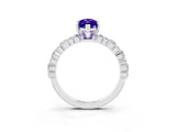 White gold Marquise Cut Tanzanite Solitaire with Side Stones, Pave Band, Four-Prong Setting_39
