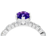 White gold Marquise Cut Tanzanite Solitaire with Side Stones, Pave Band, Four-Prong Setting_40