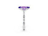 White gold Marquise Cut Tanzanite Solitaire with Side Stones on a Pavé Band and Four-Prong Setting_2