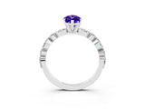 White gold Marquise Cut Tanzanite Solitaire with Side Stones on a Pavé Band and Four-Prong Setting_3