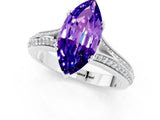 White gold Marquise Cut Tanzanite Split Shank Engagement Ring with Pavé Band_1