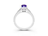 White gold Marquise Cut Tanzanite Split Shank Engagement Ring with Pavé Band_3