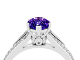 White gold Marquise Cut Tanzanite Split Shank Engagement Ring with Pavé Band_4