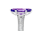 White gold Marquise Cut Tanzanite Split Shank Engagement Ring with Pavé Band_5