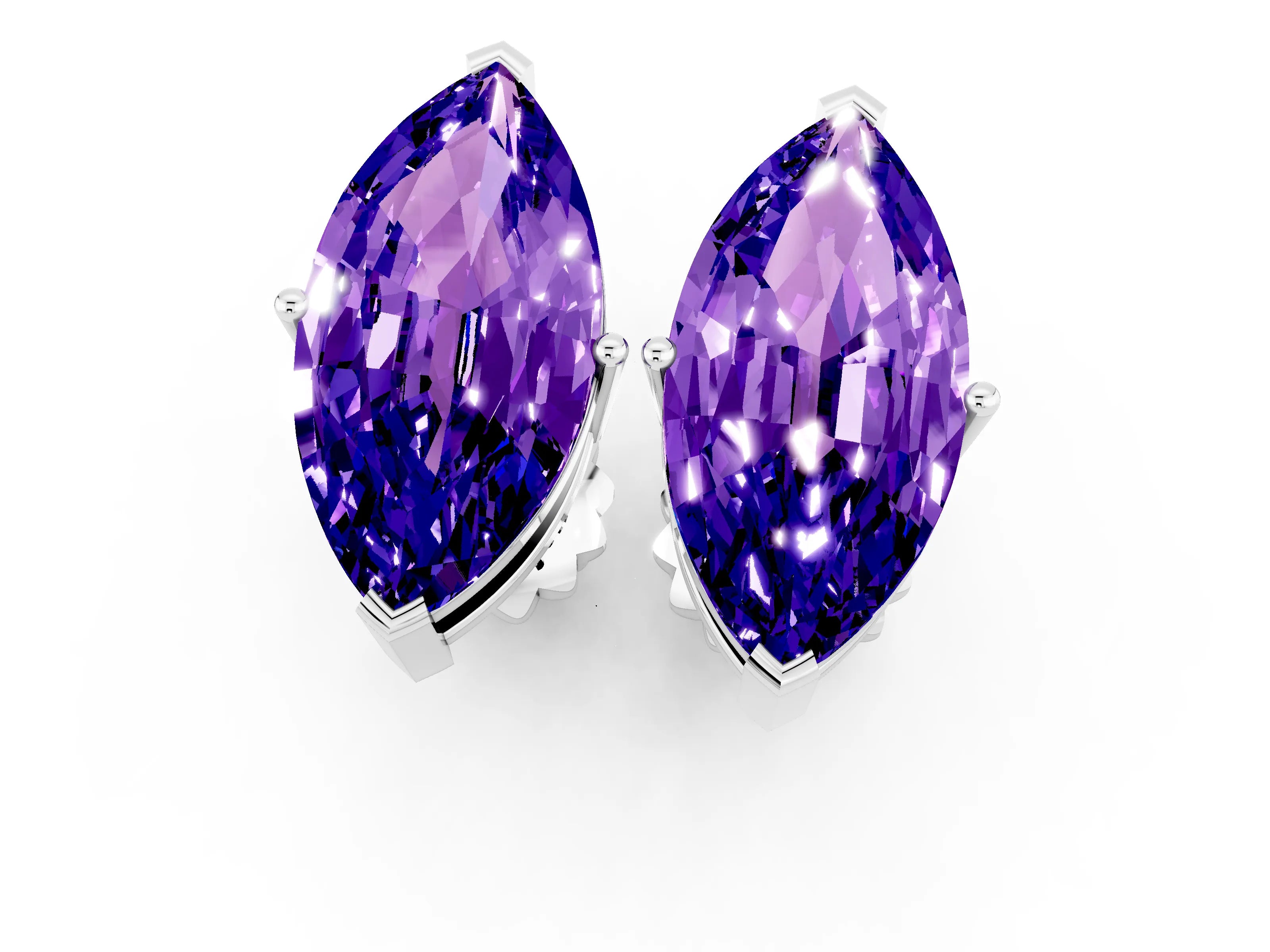 White gold Marquise Cut Tanzanite Stud Earrings_28