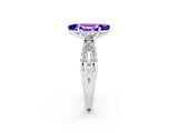White gold Marquise Cut Tanzanite Three-Stone Ring with Pavé Split Shank and Four-Prong Setting_14
