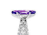 White gold Marquise Cut Tanzanite Three-Stone Ring with Pavé Split Shank and Four-Prong Setting_17
