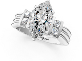 White gold Marquise Cut Three-Stone Channel Set Ring with Bar Prongs_95