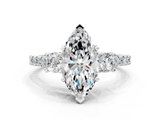 White gold Marquise Cut Three-Stone Diamond Pavé Band with Prong Setting_16