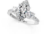 White gold Marquise Cut Three-Stone Diamond Pavé Band with Prong Setting_16