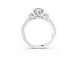 White gold Marquise Cut Three-Stone Diamond Pavé Band with Prong Setting_18