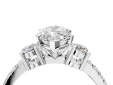 White gold Marquise Cut Three-Stone Diamond Pavé Band with Prong Setting_21