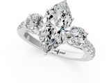 White gold Marquise Cut Three-Stone Diamond Pave Band with Prong Setting_107