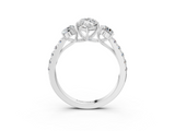 White gold Marquise Cut Three-Stone Diamond Pave Band with Prong Setting_109