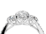 White gold Marquise Cut Three-Stone Diamond Pave Band with Prong Setting_110