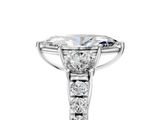 White gold Marquise Cut Three-Stone Diamond Pave Band with Prong Setting_111