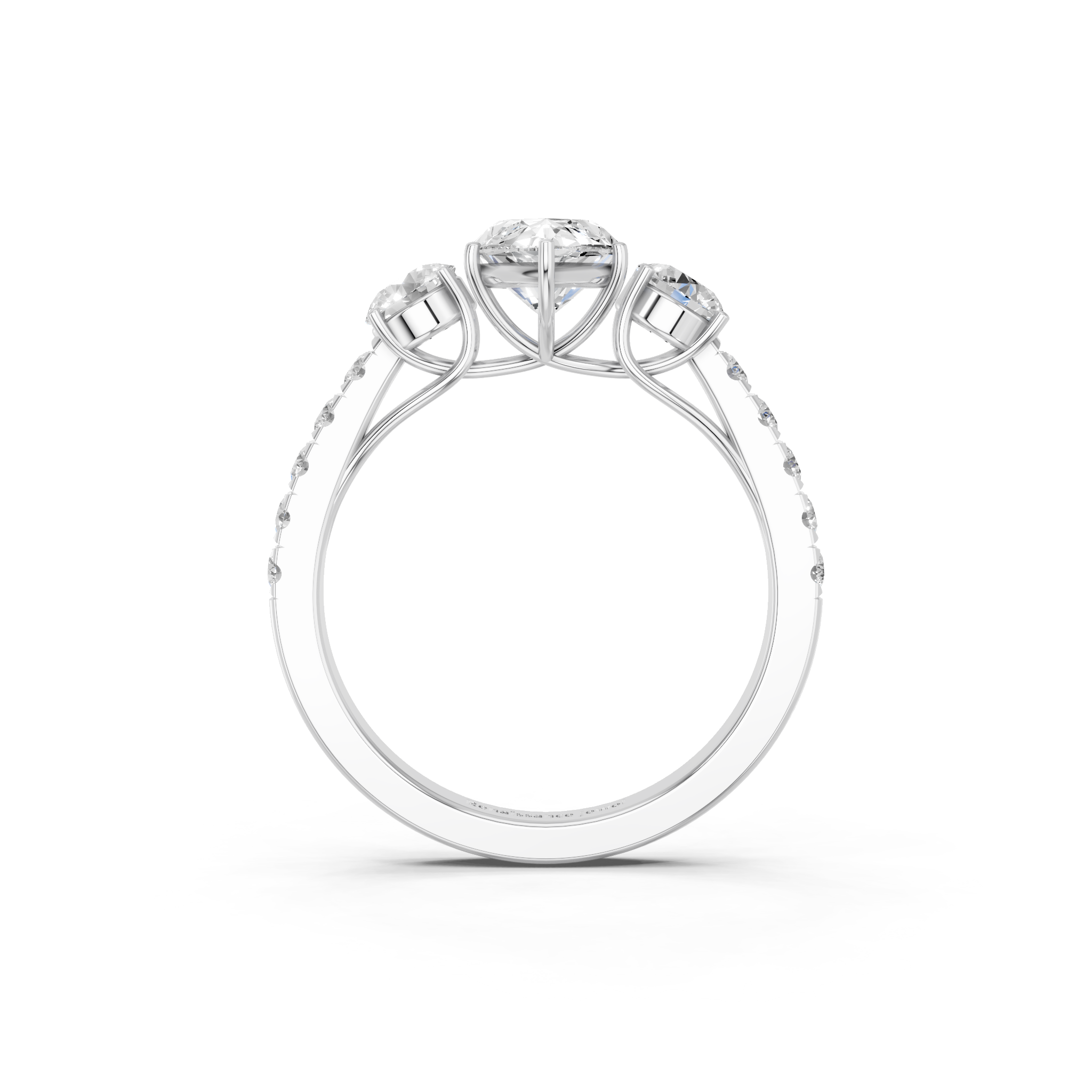 White gold Marquise Cut Three-Stone Diamond Pave Band with Prong Setting_70