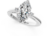White gold Marquise Cut Three-Stone Solitaire Ring with Round Accent Diamonds and Four-Prong Setting_51