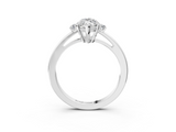 White gold Marquise Cut Three-Stone Solitaire Ring with Round Accent Diamonds and Four-Prong Setting_61