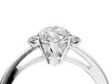 White gold Marquise Cut Three-Stone Solitaire Ring with Round Accent Diamonds and Four-Prong Setting_62