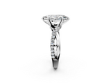 White gold Marquise Cut Twist Band Solitaire Diamond Ring with Pavé Setting_40