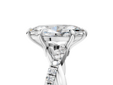 White gold Marquise Cut Twist Band Solitaire Diamond Ring with Pavé Setting_43