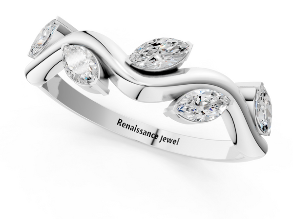 Platinum Marquise Diamond Twisted Band with Prong Setting