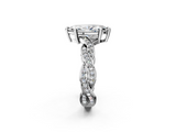 White gold Marquise Cut Twisted Pavé Band Solitaire Ring with Four-Prong Setting_137