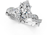 White gold Marquise Cut Twisted Pavé Band Solitaire Ring with Four-Prong Setting_153