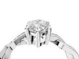 White gold Marquise Cut Twisted Pavé Band Solitaire Ring with Four-Prong Setting_156