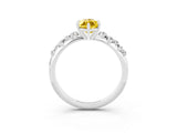 White gold Marquise Cut Yellow Sapphire Cluster Side Stone Solitaire Ring with Prong Setting_51