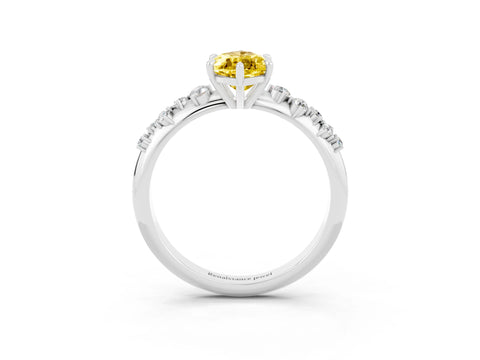 White gold Marquise Cut Yellow Sapphire Cluster Side Stone Solitaire Ring with Prong Setting_51