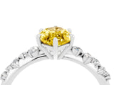 White gold Marquise Cut Yellow Sapphire Cluster Side Stone Solitaire Ring with Prong Setting_52
