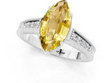 White gold Marquise Cut Yellow Sapphire Engagement Ring with Milgrain Channel Set Band and Prong Setting_25