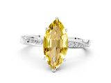 White gold Marquise Cut Yellow Sapphire Engagement Ring with Side Stone Accents and Four-Prong Setting_24