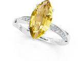 White gold Marquise Cut Yellow Sapphire Engagement Ring with Side Stone Accents and Four-Prong Setting_25