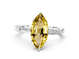 White gold Marquise Cut Yellow Sapphire Engagement Ring with Side Stone Accents and Four-Prong Setting_51