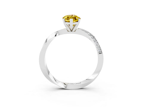 White gold Marquise Cut Yellow Sapphire Engagement Ring with Side Stone Accents and Four-Prong Setting_54