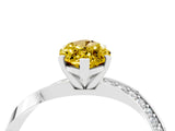 White gold Marquise Cut Yellow Sapphire Engagement Ring with Side Stone Accents and Four-Prong Setting_55