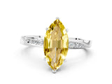 White gold Marquise Cut Yellow Sapphire Engagement Ring with Side Stone Accents and Four-Prong Setting_84