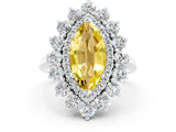 White gold Marquise Cut Yellow Sapphire Floral Double Halo Engagement Ring with Prong Setting_25