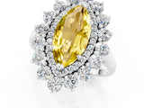 White gold Marquise Cut Yellow Sapphire Floral Double Halo Engagement Ring with Prong Setting_26