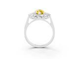 White gold Marquise Cut Yellow Sapphire Floral Double Halo Engagement Ring with Prong Setting_28