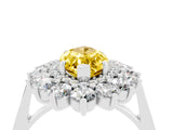White gold Marquise Cut Yellow Sapphire Floral Double Halo Engagement Ring with Prong Setting_29