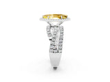 White gold Marquise Cut Yellow Sapphire Halo Ring with Round Split Shank and Prong Setting_62