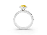 White gold Marquise Cut Yellow Sapphire Halo Ring with Round Split Shank and Prong Setting_63
