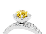 White gold Marquise Cut Yellow Sapphire Halo Ring with Round Split Shank and Prong Setting_64