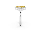White gold Marquise Cut Yellow Sapphire Halo Ring with Tapered Band and Four-Prong Setting_2