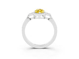White gold Marquise Cut Yellow Sapphire Halo Ring with Tapered Band and Four-Prong Setting_3