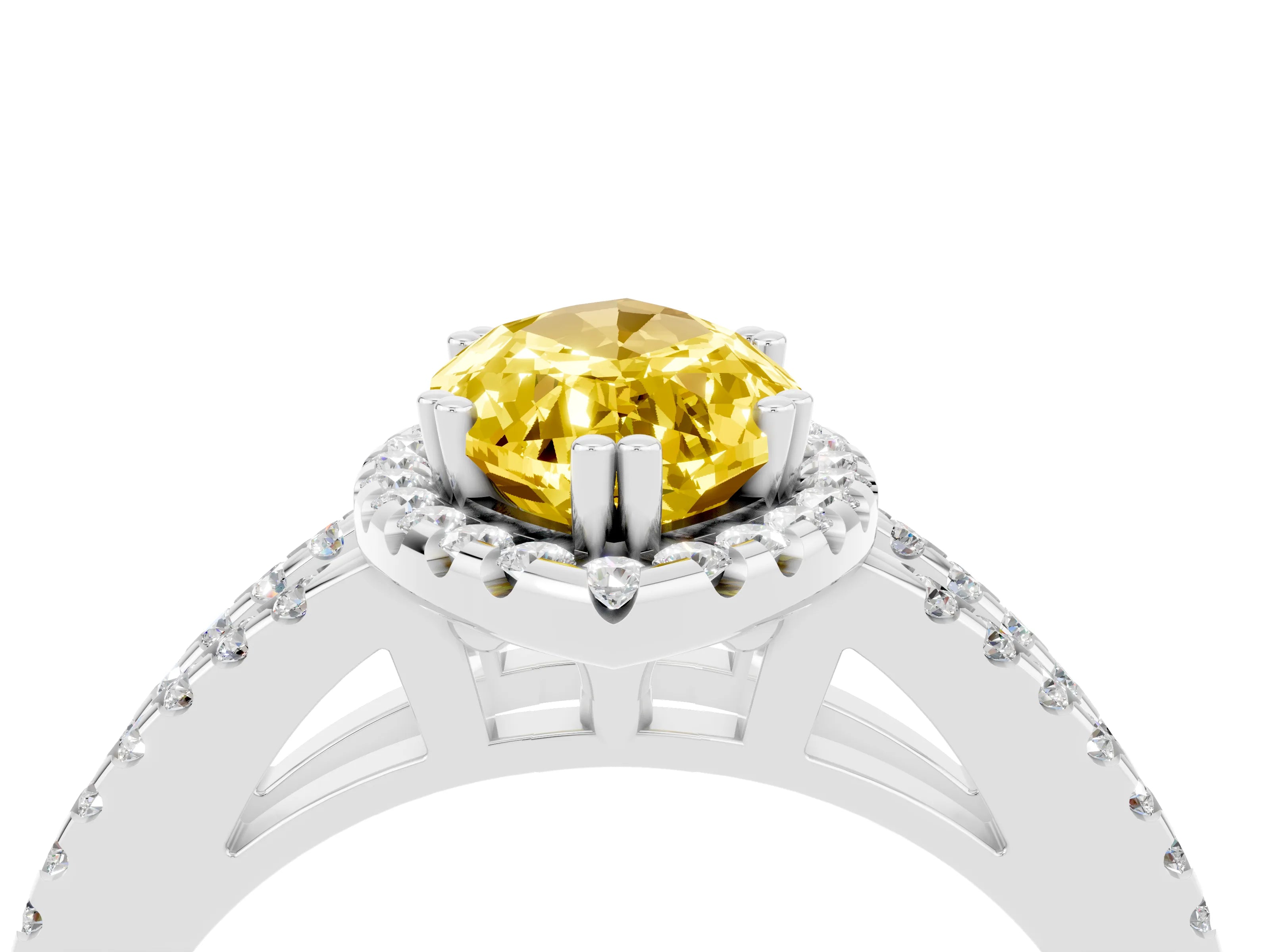 White gold Marquise Cut Yellow Sapphire Halo Split Shank Engagement Ring_16